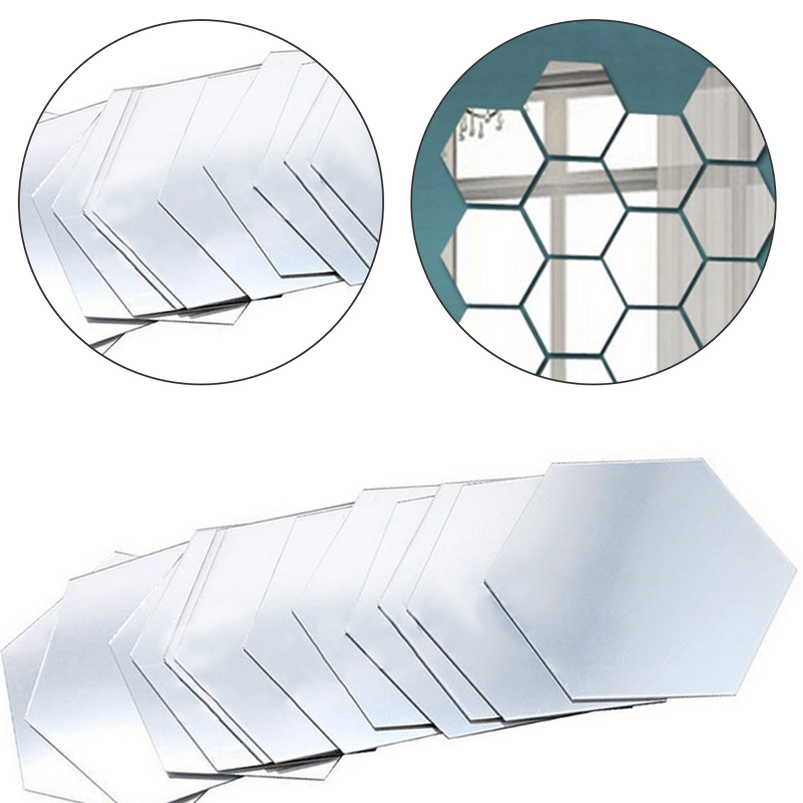 3D Acrylic Hexagon Wall Sticker Removable Mirror Home DIY Stickers Decor