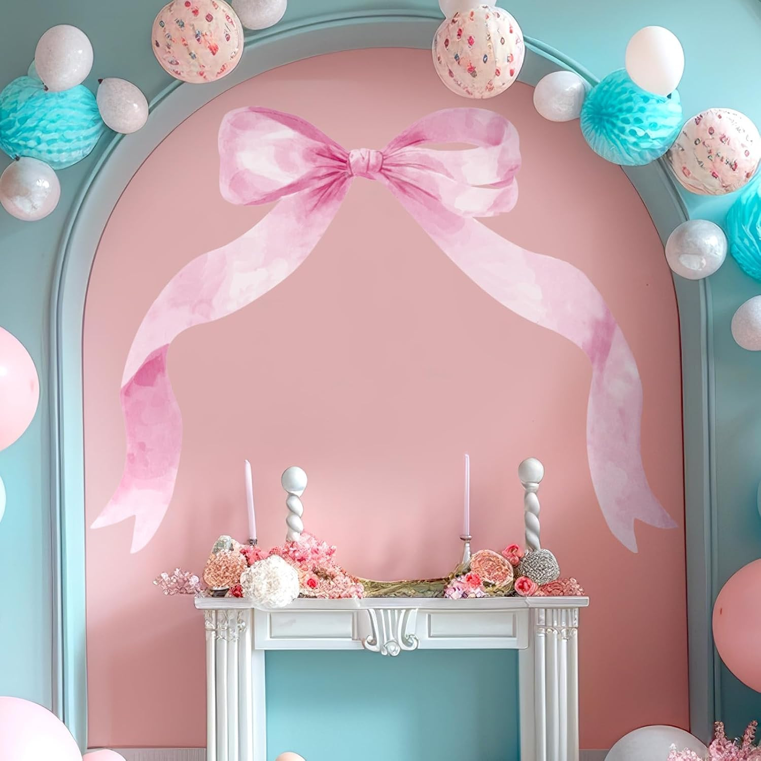 Large Pink Bow Wall Stickers – Waterproof Vinyl Decals for Girls' Room Decor