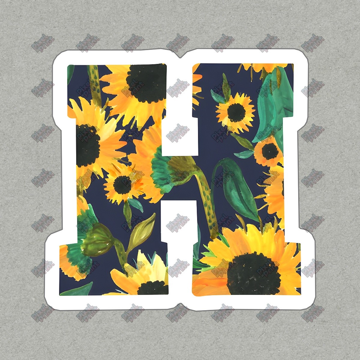 Vibrant Sunflower Initial H Vinyl Sticker Decal Perfect for #878815
