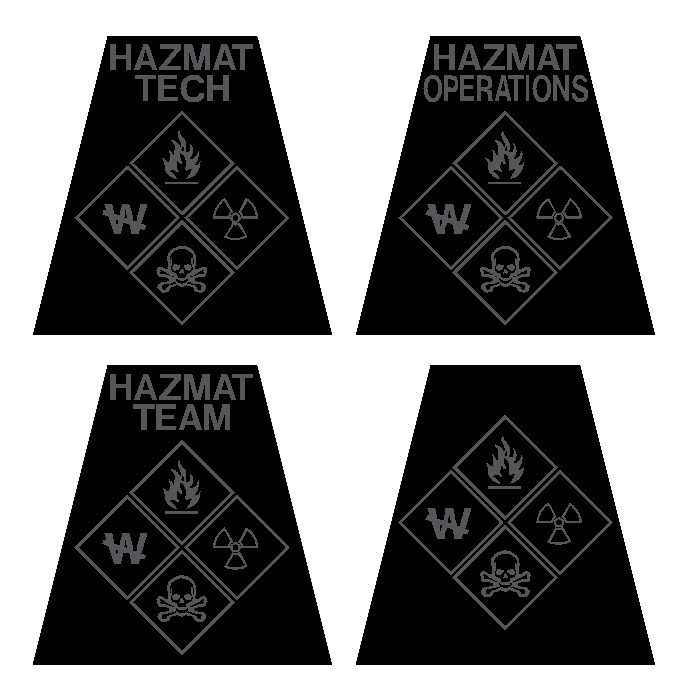 Reflective Black and Dark Grey HAZMAT Tetrahedron Fire Helmet Decal You Pick
