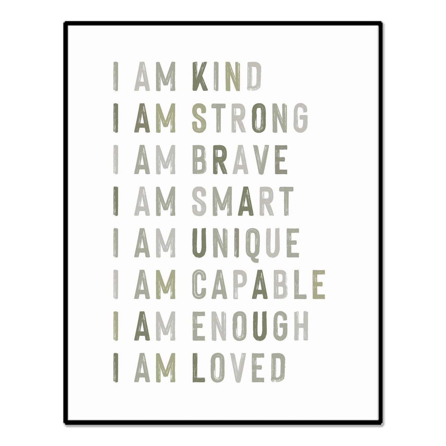 Positive Affirmations, Classroom Wall Art, Green Nursery Wall Decor Neutral, …