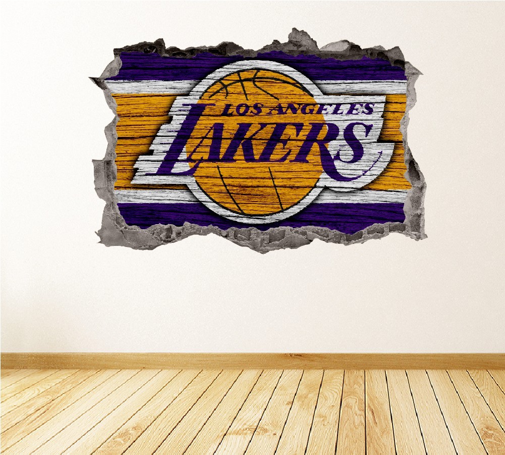 Lakers Wall Art Decal Logo 3D Smashed Los Angeles Basketball Print Decor Sticker