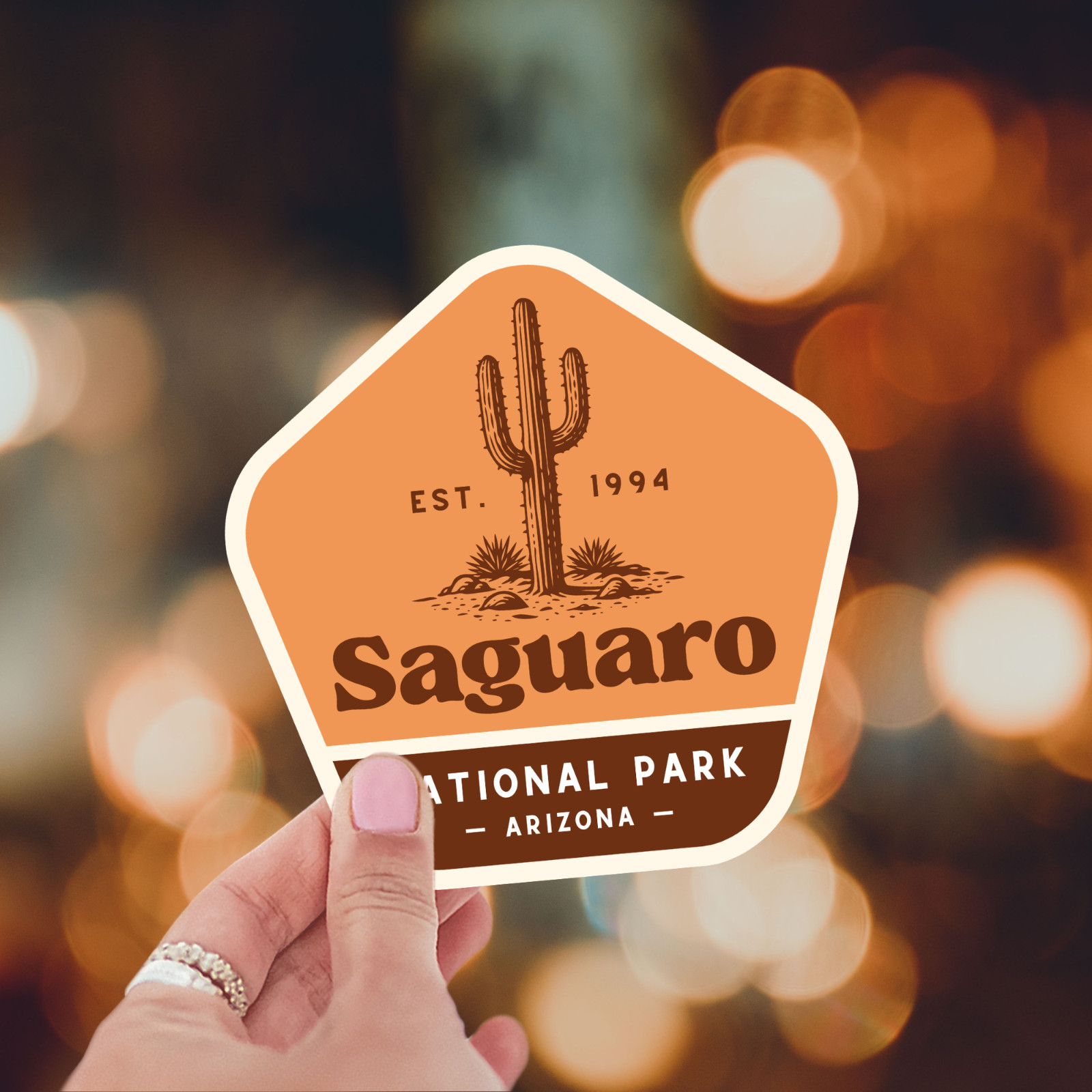 Saguaro National Park Sticker Retro Arizona Cactus Travel Vinyl Decal Badge