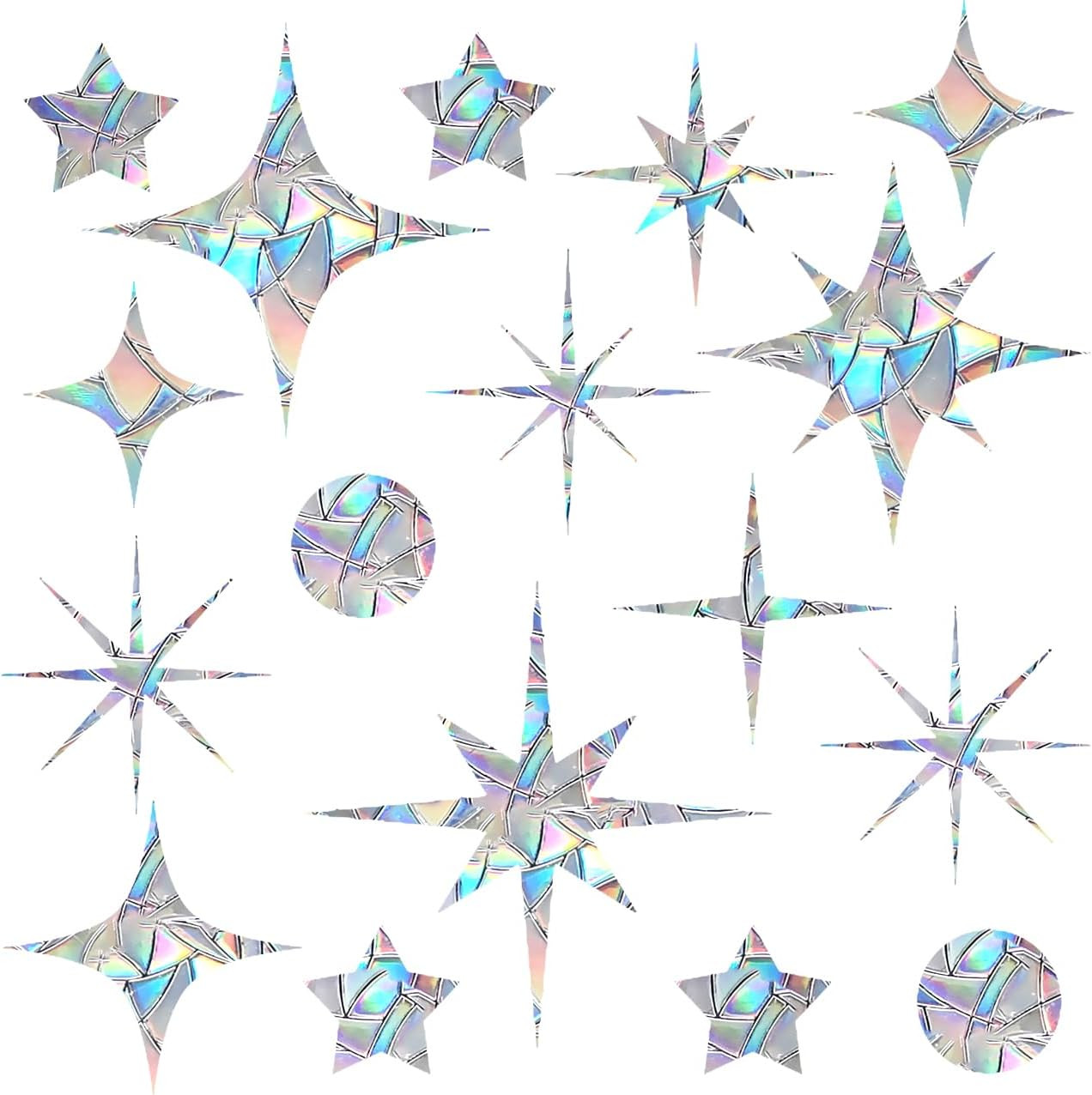 51-Piece Star Window Decals – Rainbow Suncatcher Anti-Collision Clings