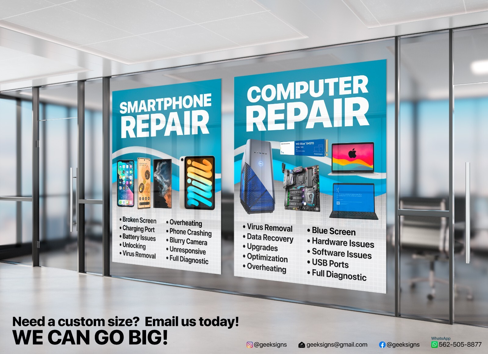 Computer Smartphone Tablet RETAIL WINDOW sign poster Windows Android Apple