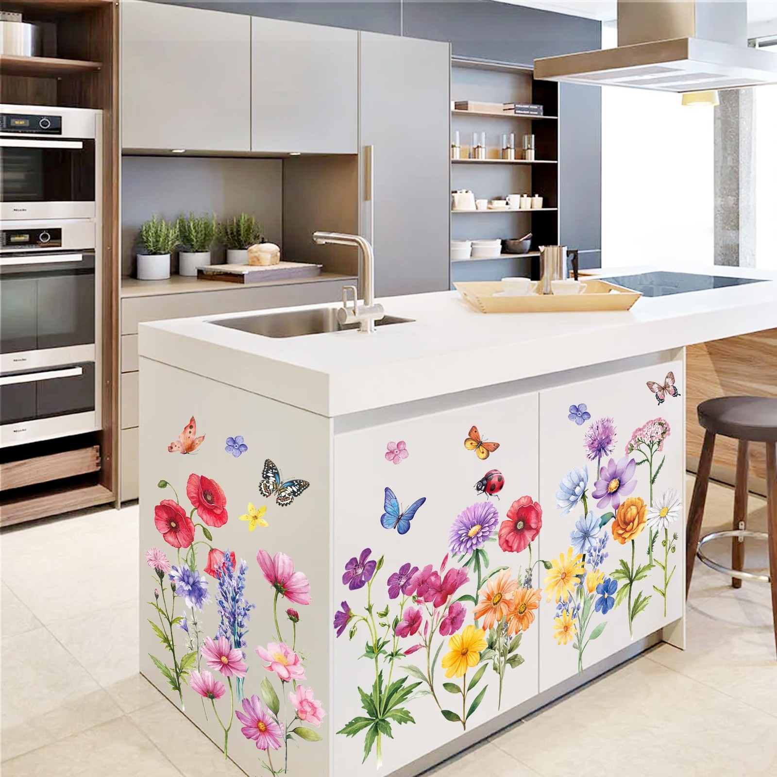 Floral Wall Decals Wildflower Wall Stickers for Bedroom Living Room Decorations
