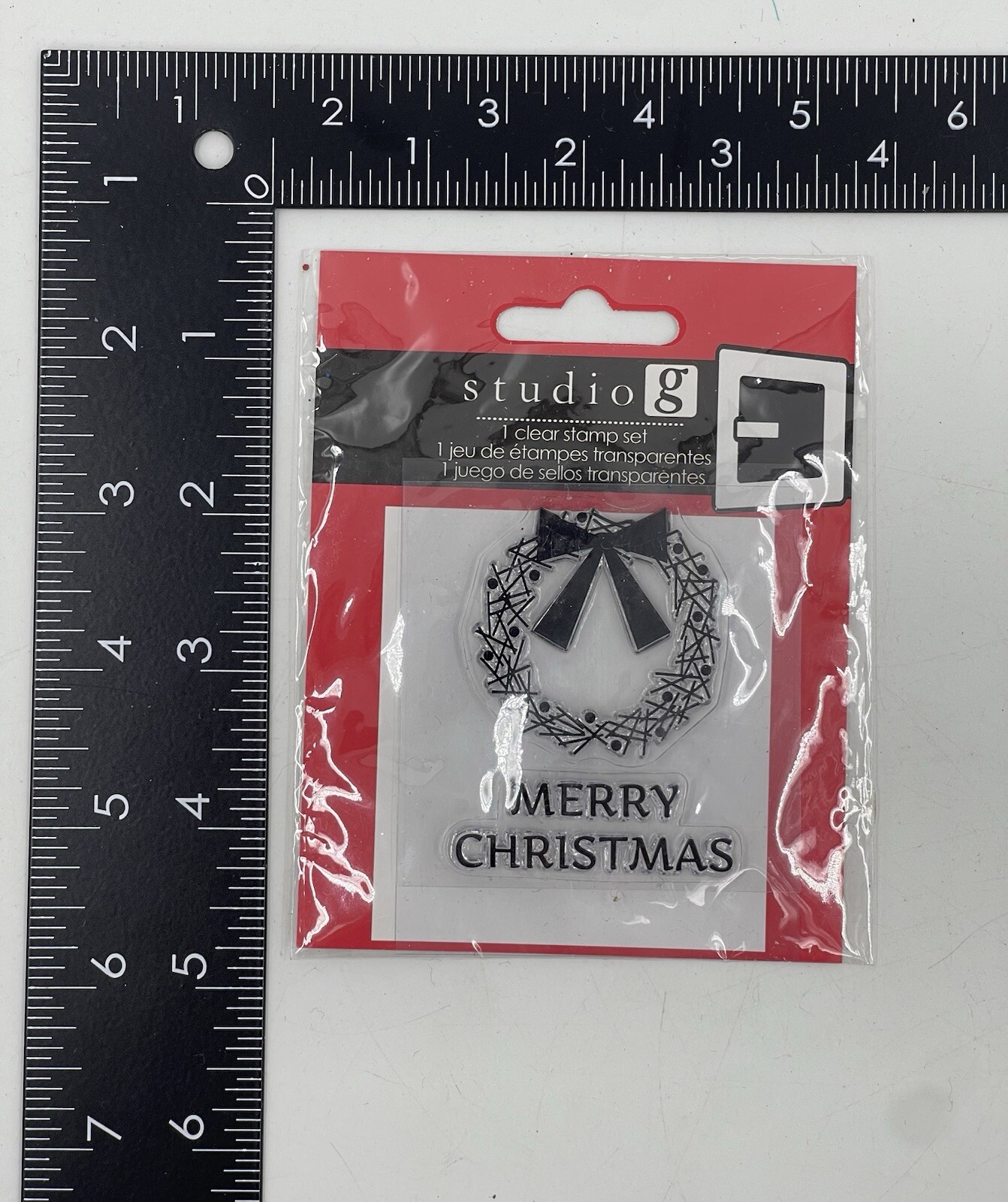 Studio G Cling Rubber Stamps Merry Christmas Wreath Bow Ornament New NIP