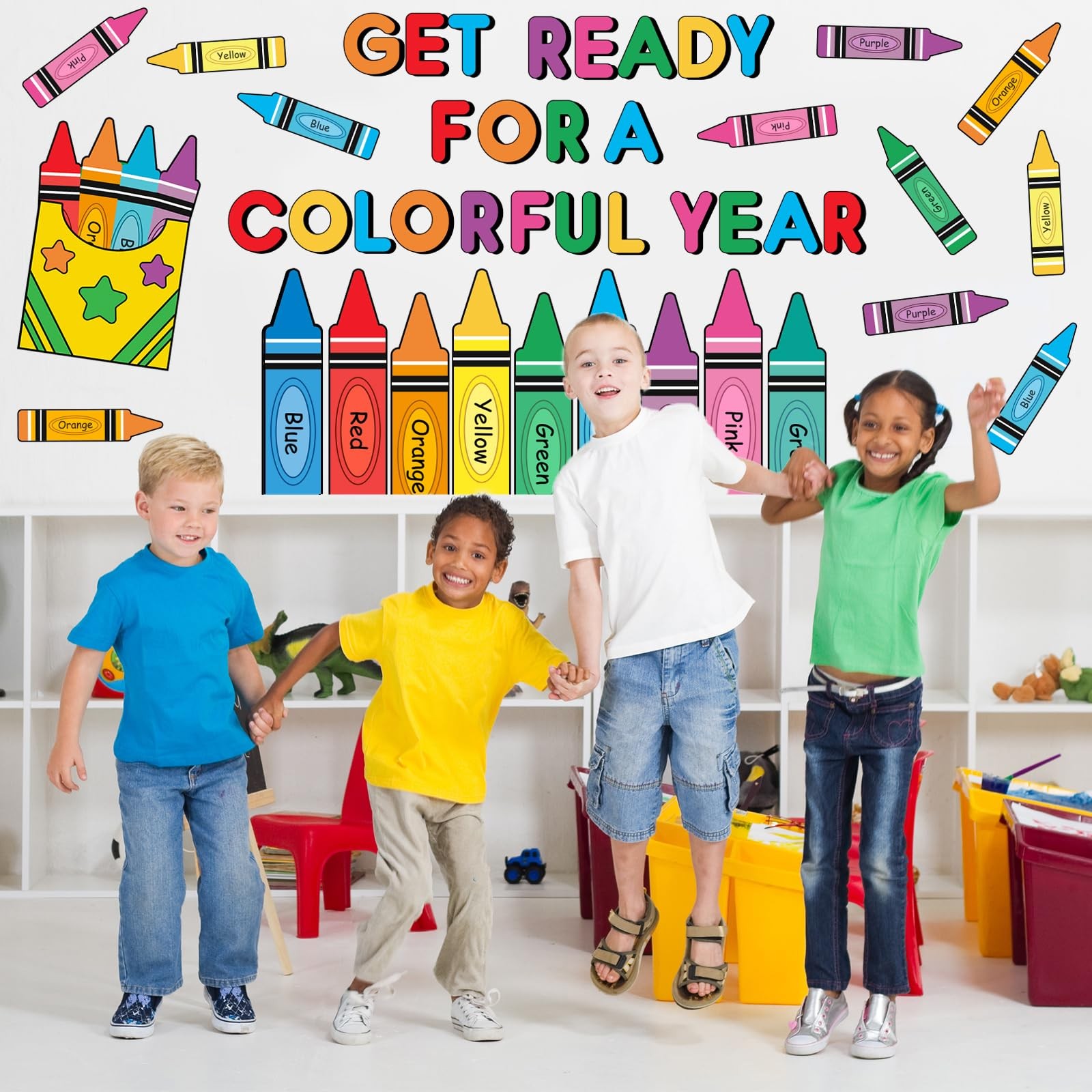 Colorful Crayon Door Stickers Get Ready for A Colorful Year Wall Decals Large…