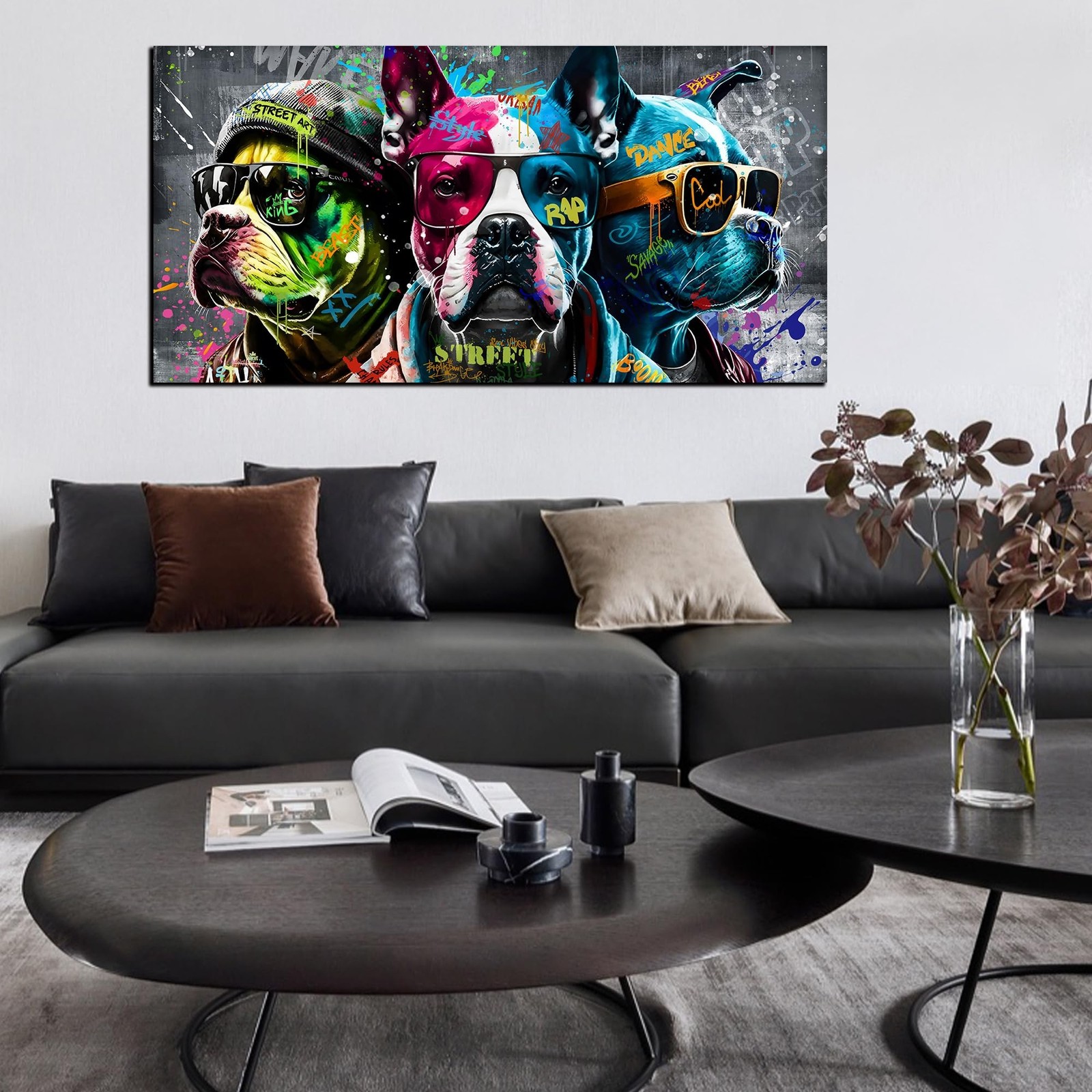 Zoyotago Large Canvas Wall Art for Bedroom Living Room Funny Graffiti Dog Pic…