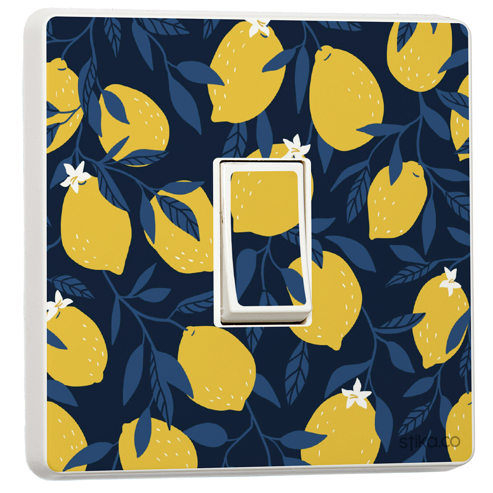 Pack of 2 Blue or Green Lemon Print Light Switch Sticker vinyl