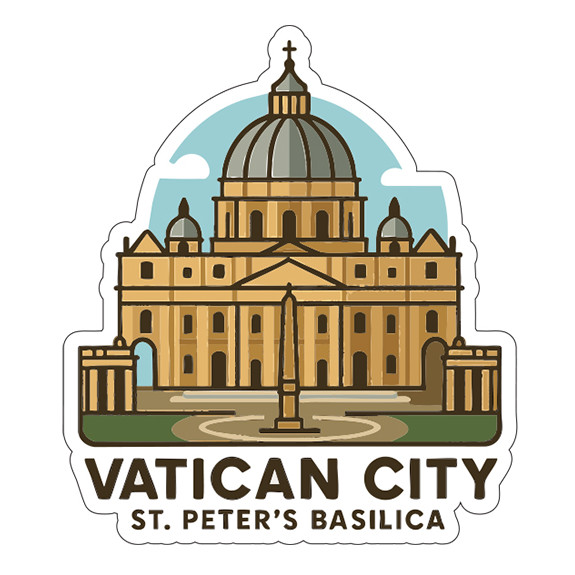 Vatican City & St. Peter’s Basilica Vatican Sticker Decal Vinyl Landmark