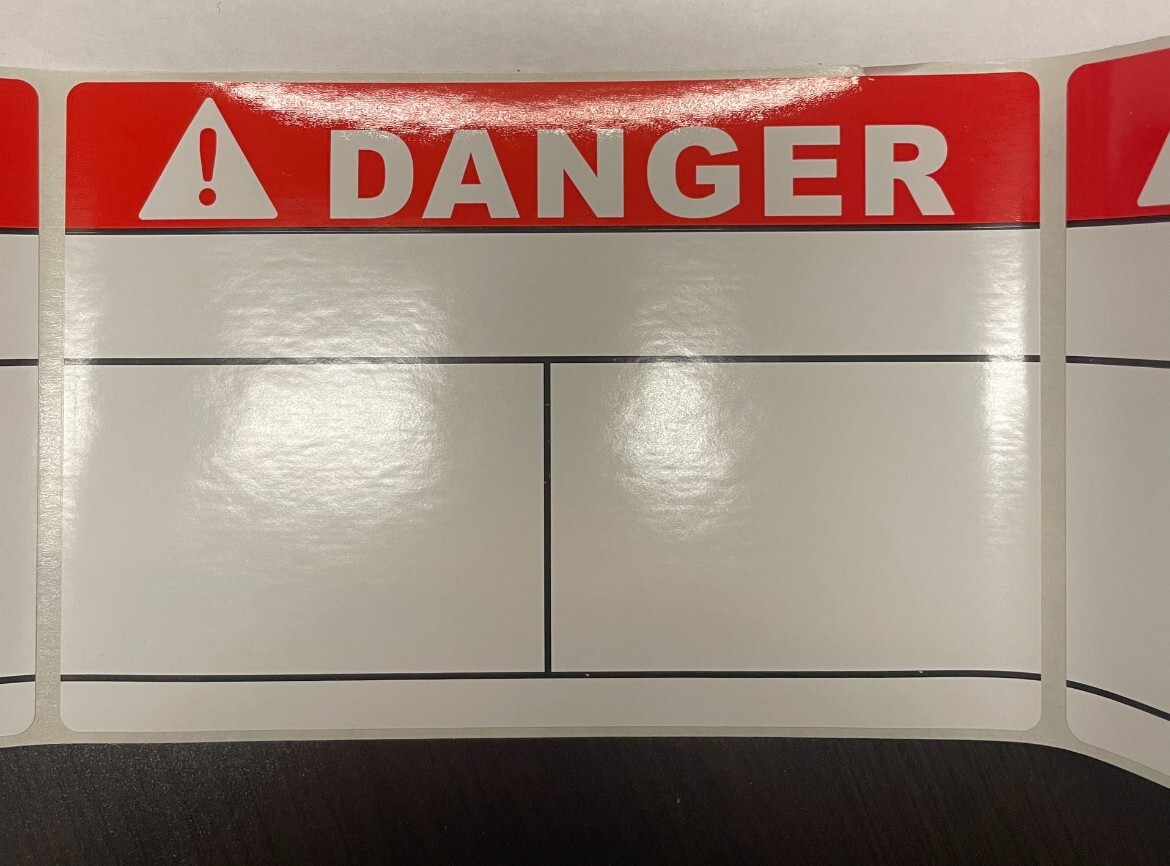 200/Roll 4" x 6" High-Performance Poly Arc Flash Labels White Danger-Red Band