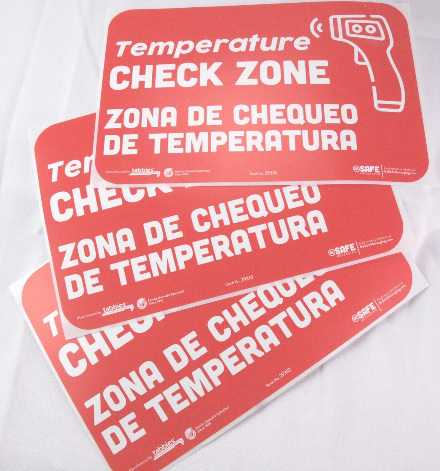 Be Safe Temp Check Zone Wall Decal Bi-Lingual 6 in. x 9 in. Set of 3