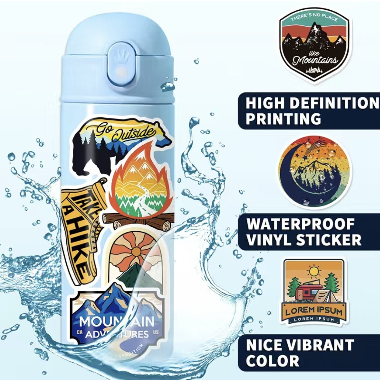 50 pcs outdoor adventure stickers for water bottle /luggage/laptop
