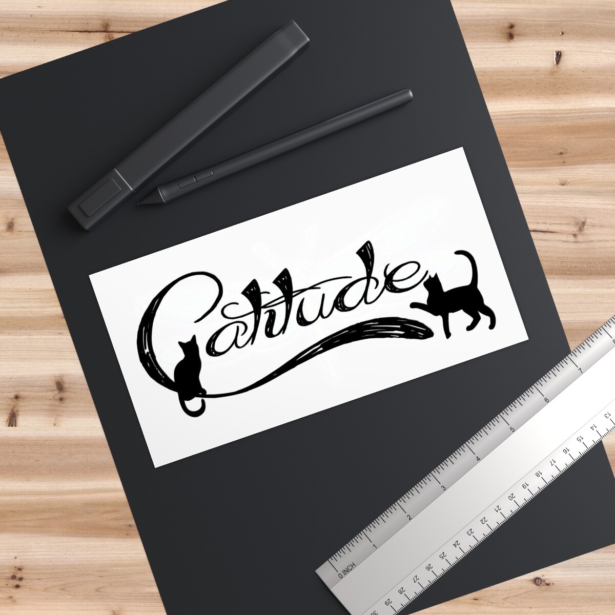 Catitude White premium water-resistant vinyl Bumper Sticker