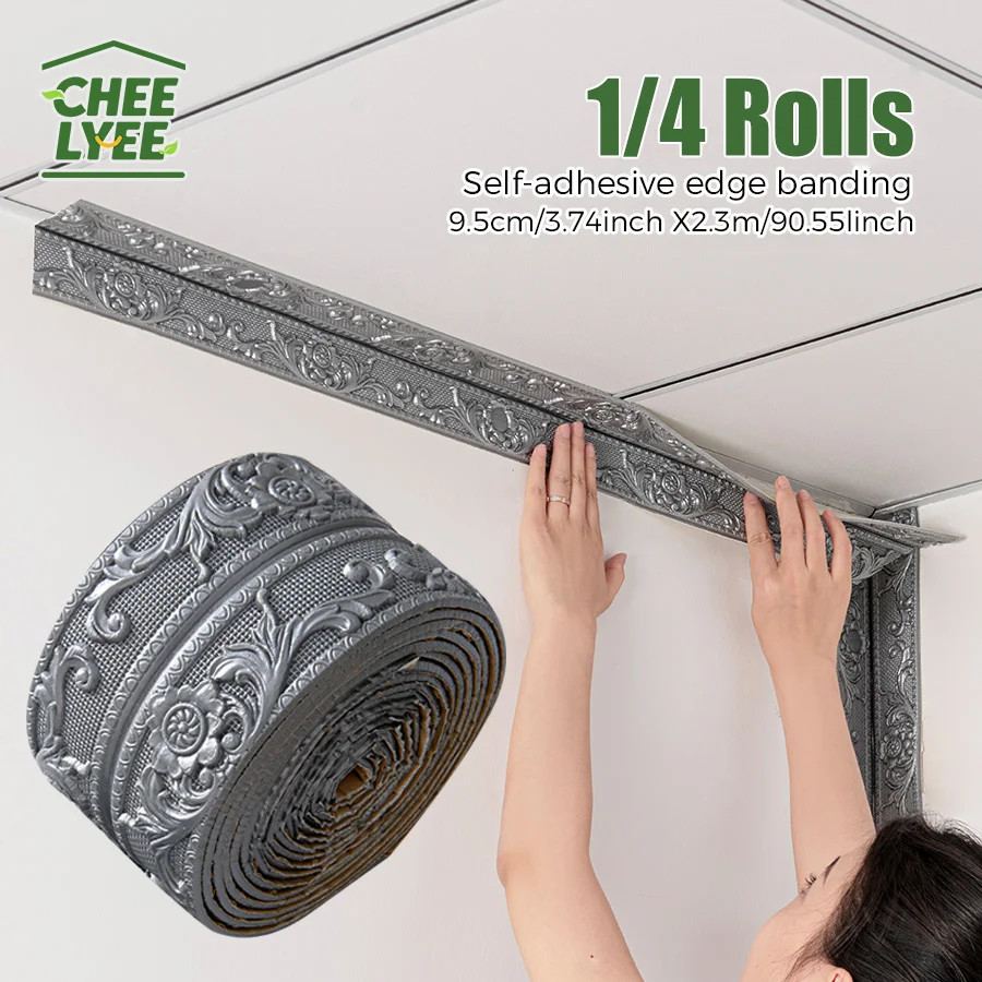 8mm Thickened Self-Adhesive Foam Corner Trim Ready Peel Stick Decal for Ceiling