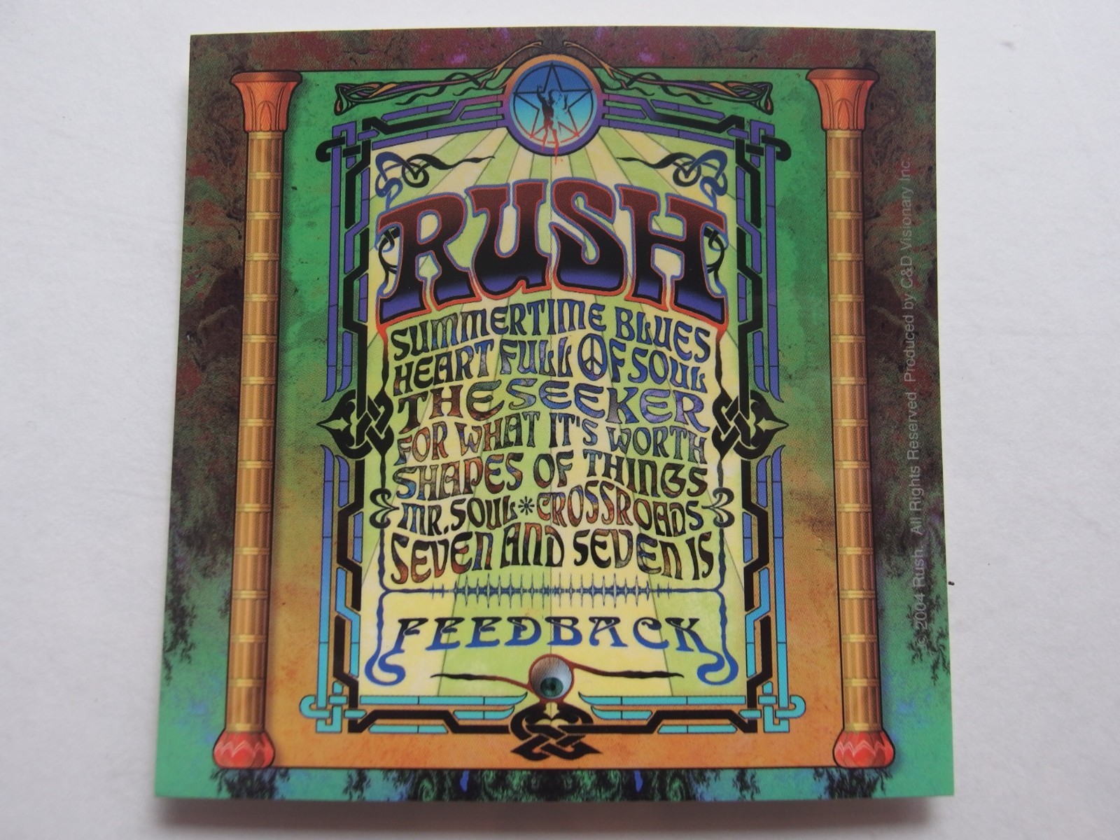Rush Feedback Sticker C&D Visionary 2004 Licensed 4" x 4" Classic Rock Decal