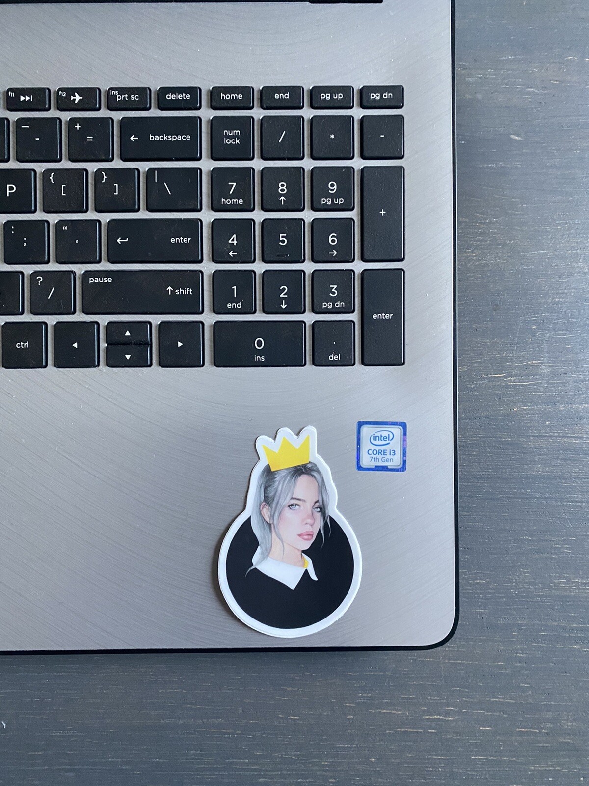 Billie Eilish Vinyl Sticker Yellow Crown And Black Very High Quality 3”