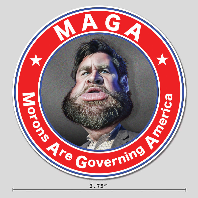Anti-Trump Sticker MAGA Moron Funny Caricature 3.75" Vinyl Decal – Vance Version