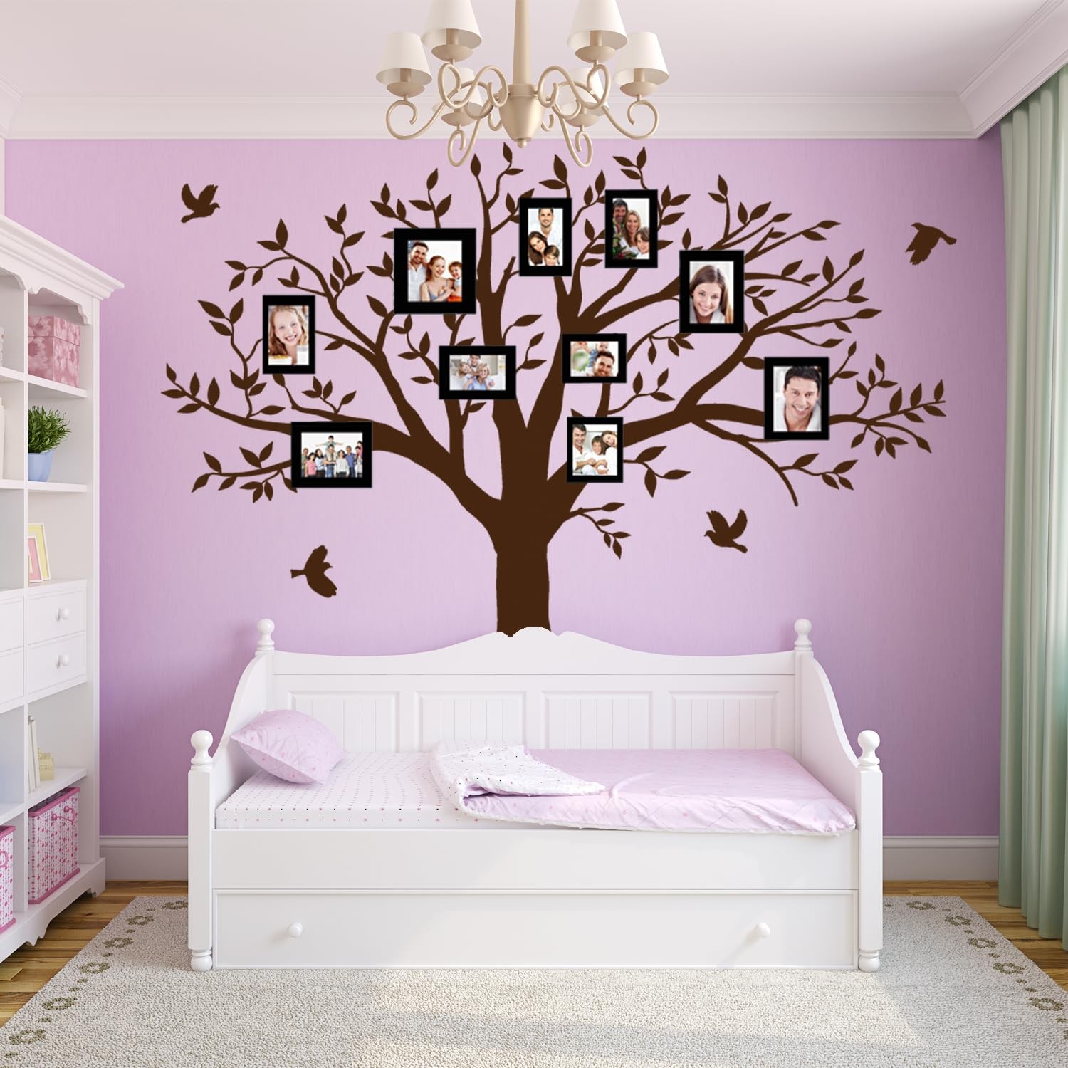 Giant Family Tree Wall Decals Photo Tree Wall Decals with Birds Wall Stickers…
