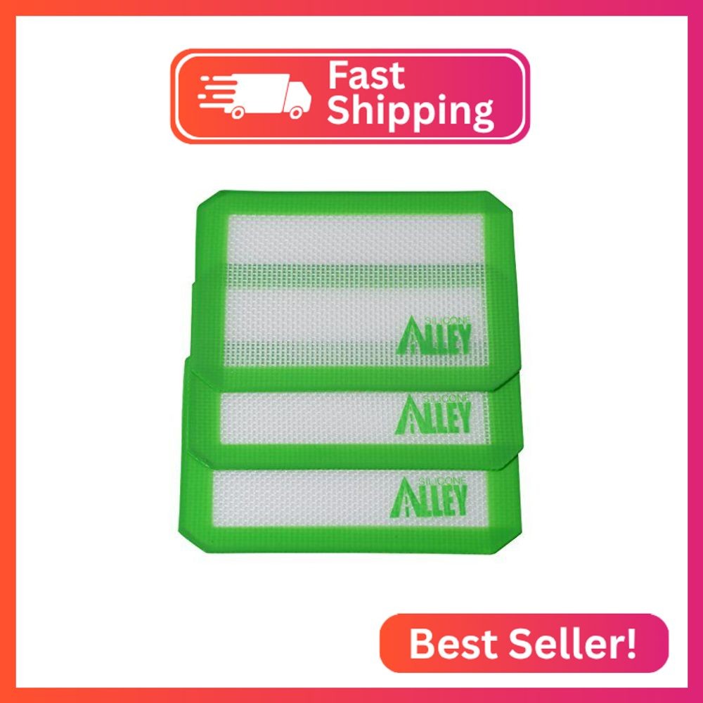 Silicone Alley, 3 Non-stick Silicone Mat Pad, Small Rectangle 5 X 4 Inch, Green