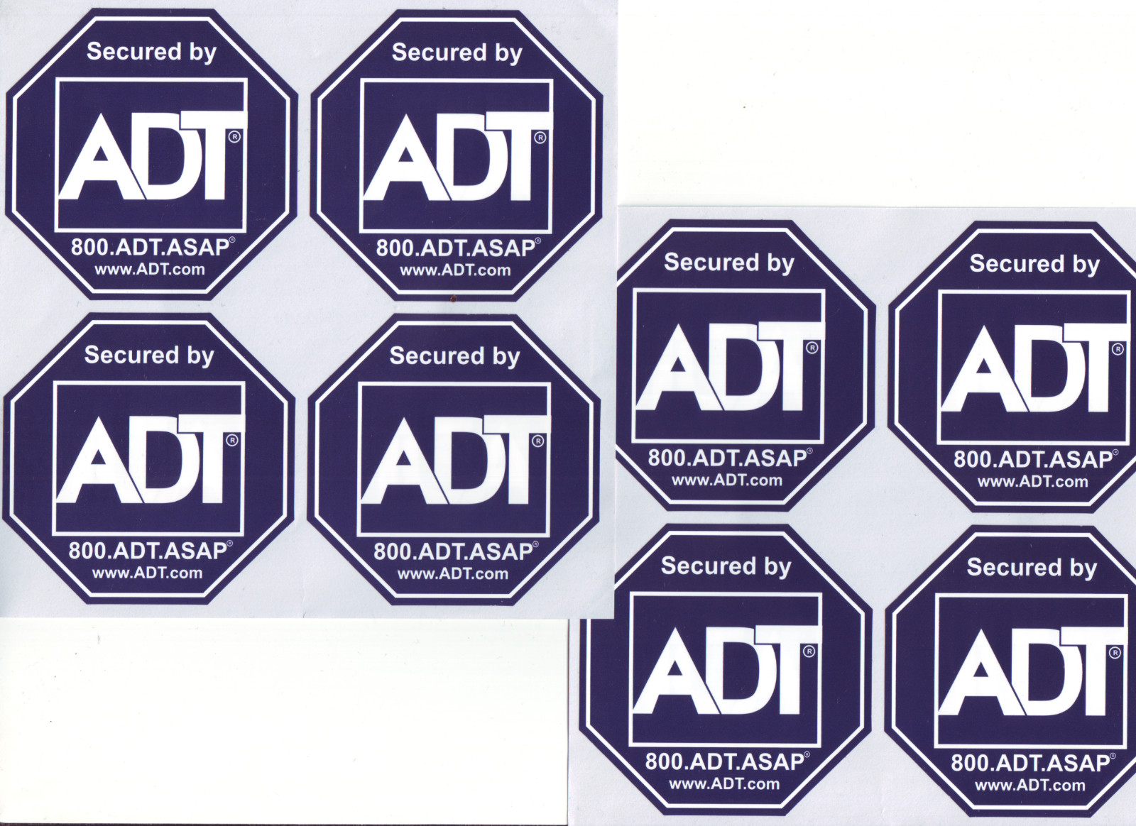 ADT Security Window Decals, Double Sided, Self-Adhesive, QTY 8 FREE SHIPPING