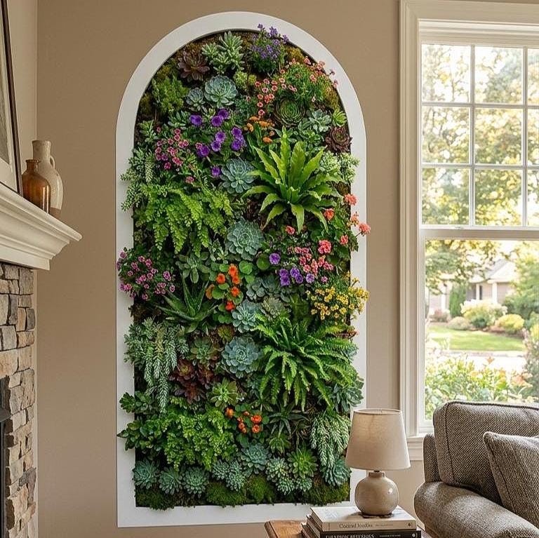 Succulent Wall Decal | Arched Vertical Garden Mural