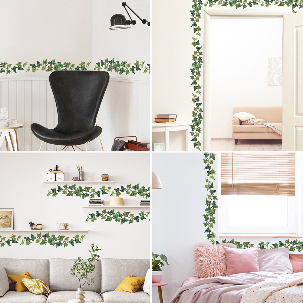 Green Vine Leaves Stickers Living Room DIY Wall Stickers Decal Mural Decoration