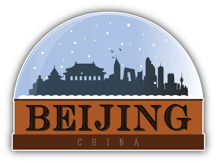 Beijing City China Snow Globe Label Car Bumper Sticker Decal – "SIZES"