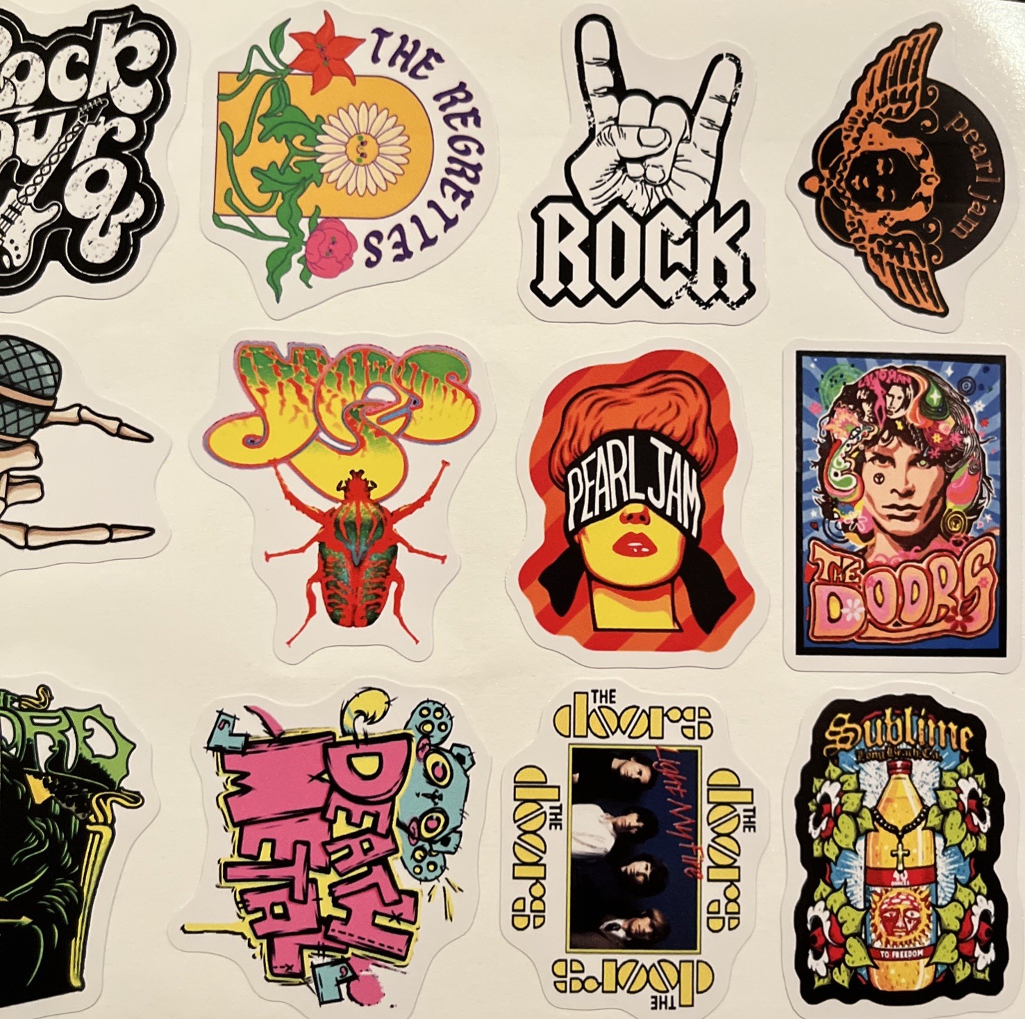 60 Classic Rock Bank Vinyl Stickers – Zeppelin, Rage, Stones, Pearl Jam, AC/DC