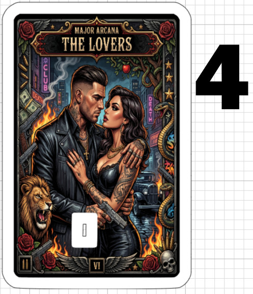 Gangster THE LOVERS Tarot Card Credit Debit ATM Skin Sticker Psychic Gift Gun