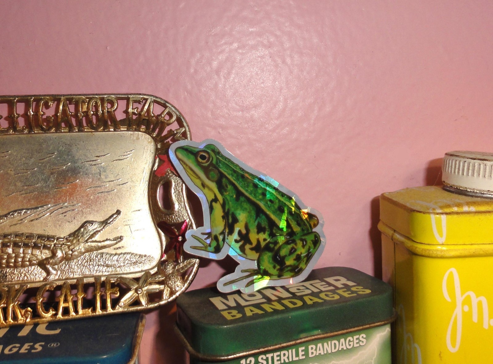 Leopard Frog Sparkle Sticker holographic finish unique handmade decal
