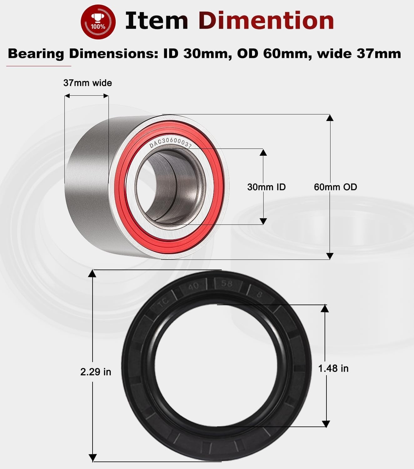 6PCS Wheel Bearings Kit & Front Shaft Seal for Can-Am 6 pcs