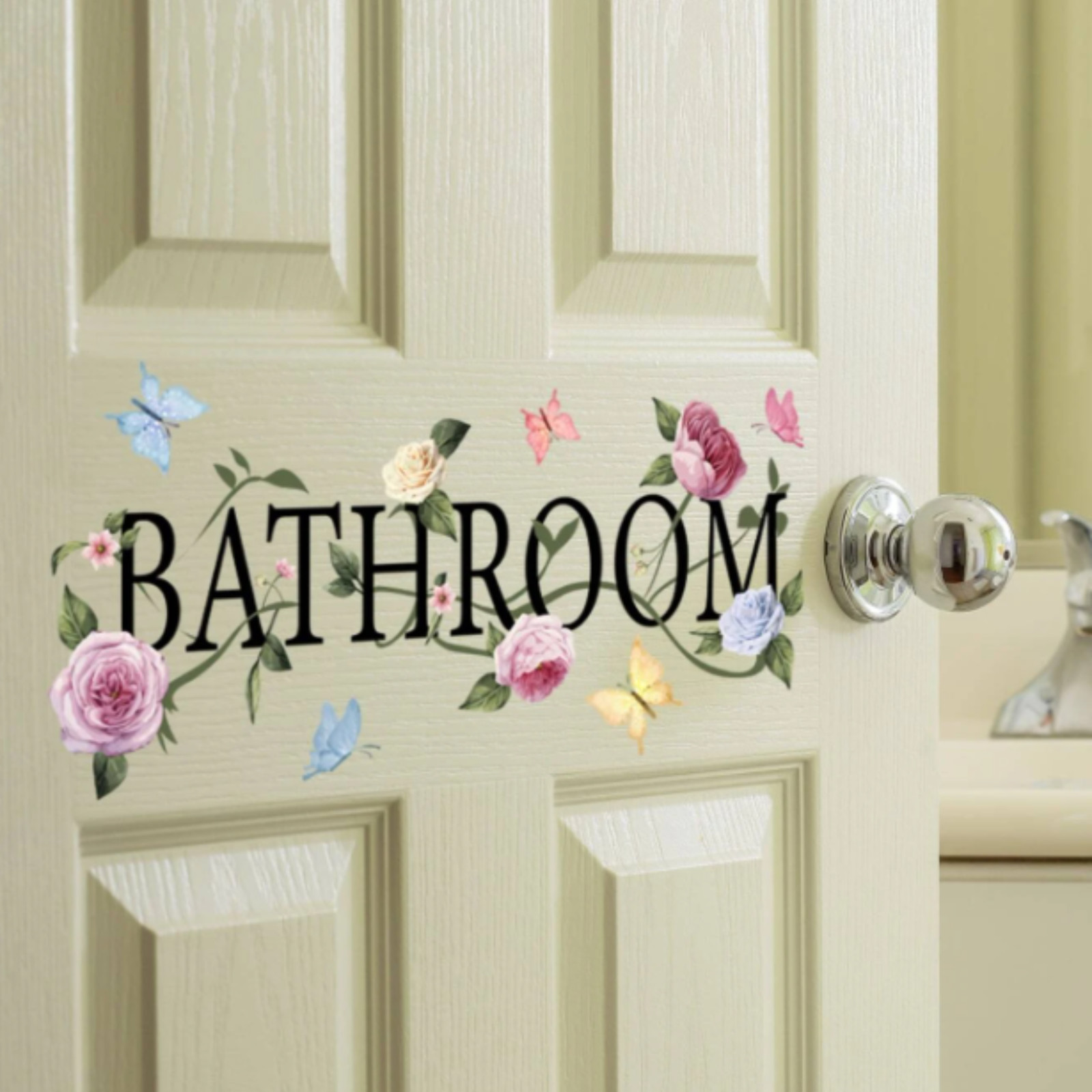 Bathroom Wall Sticker Letter Graphic PVC Waterproof Self-Adhesive Door Art Decor
