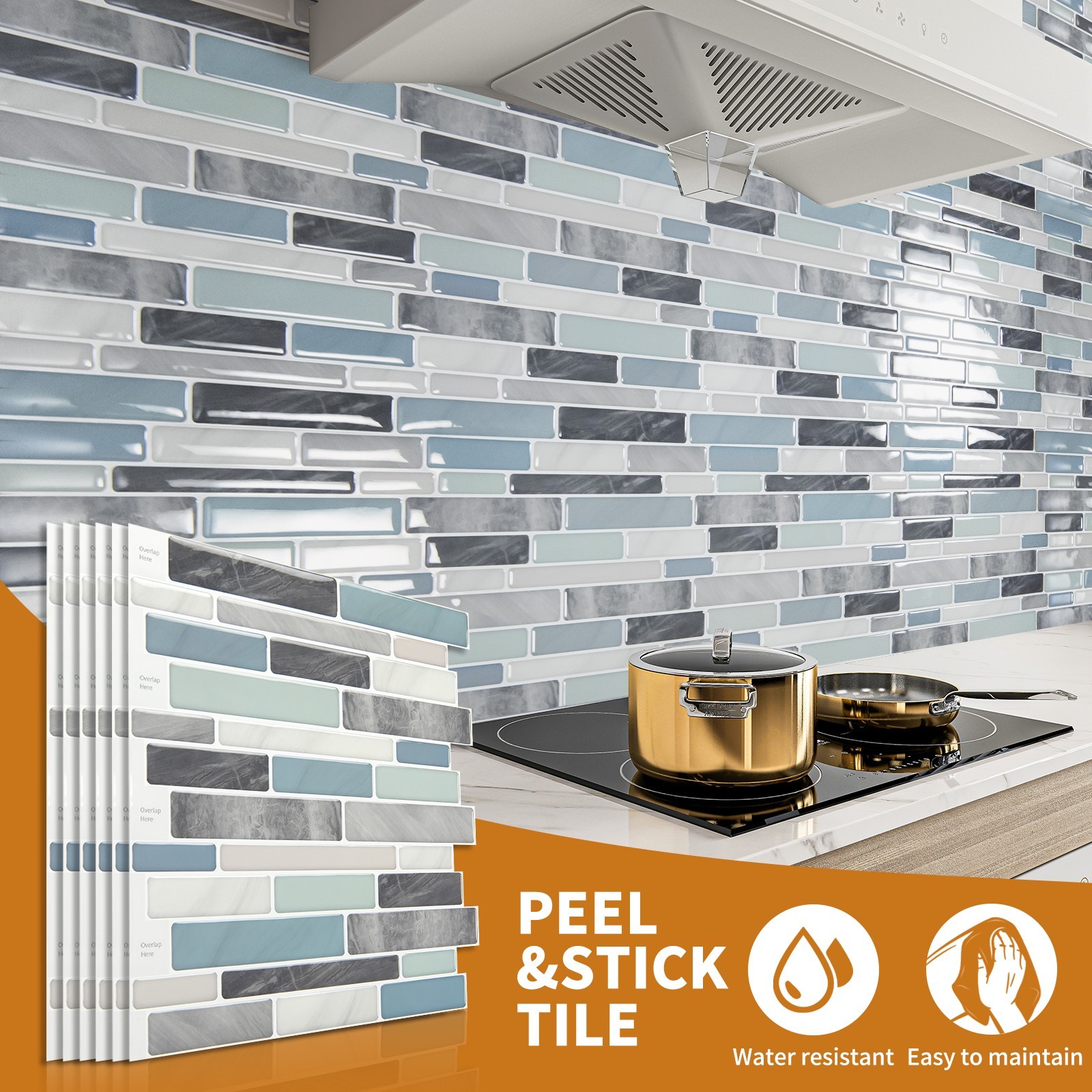 Art3d 10 Sheets Self-Adhesive Kitchen Backsplash, Decorative Tiles