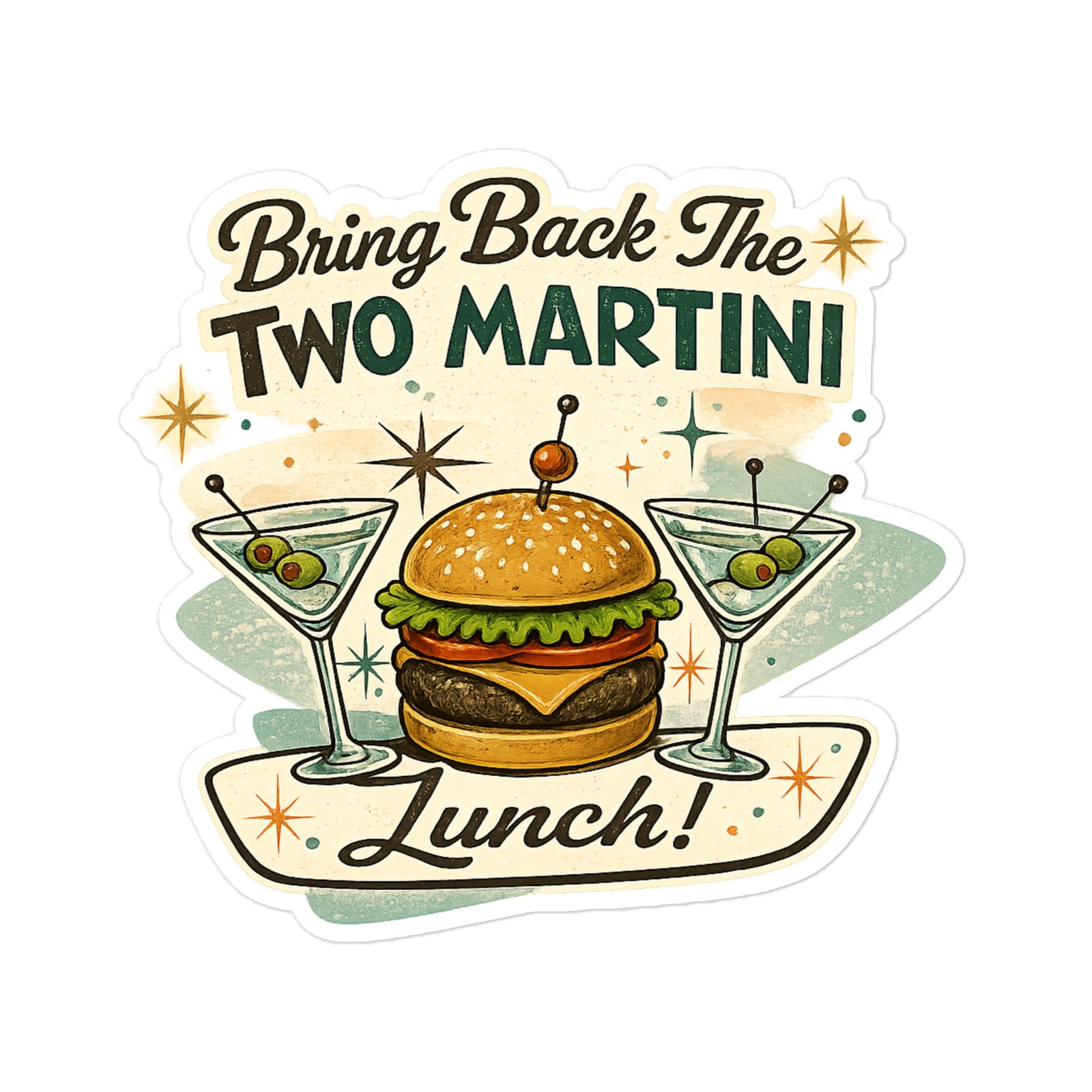 Two Martini Lunch Mid Century Modern Die-cut stickers