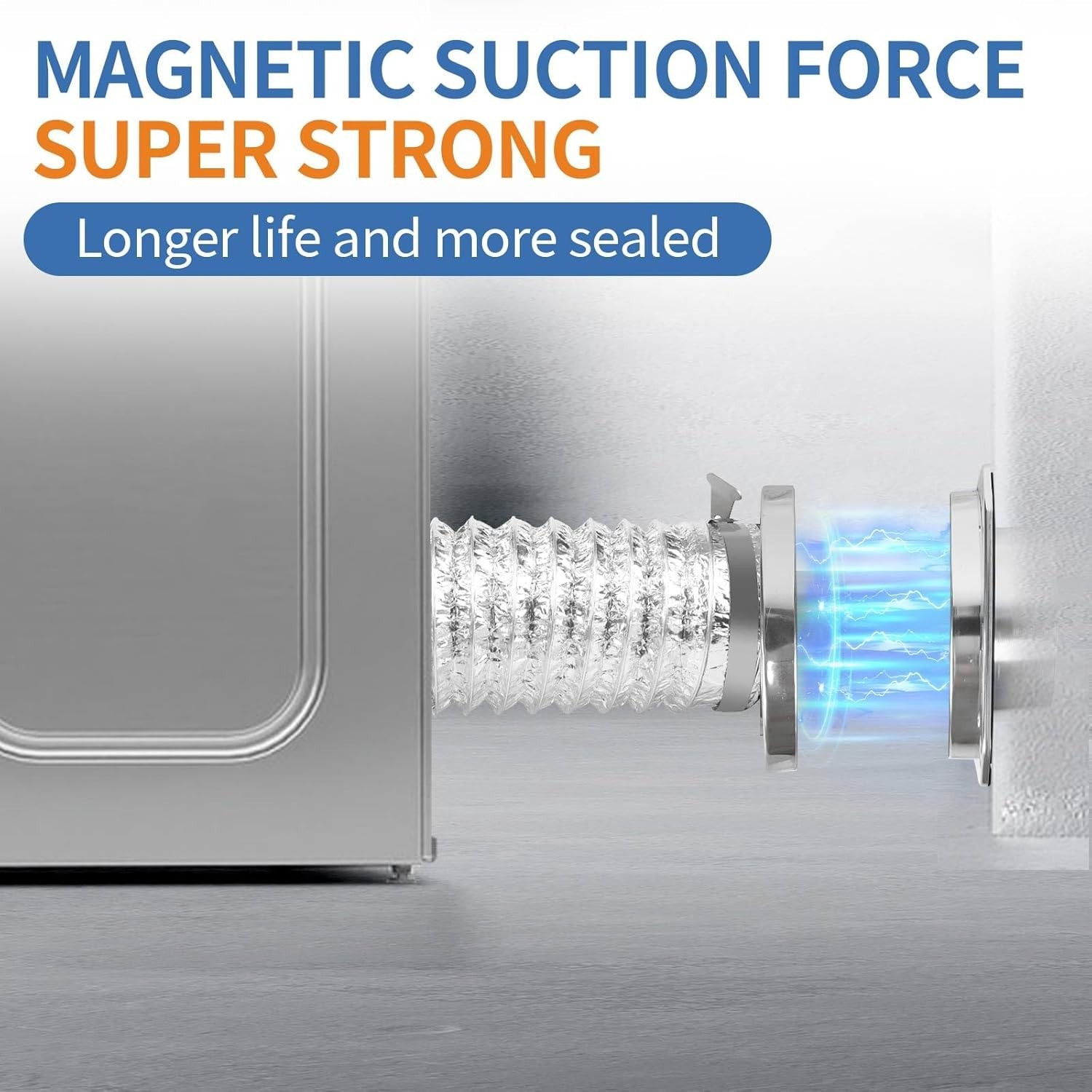 Magnetic Dryer Vent Coupling Connector Kit – DV180 Airtight Seal, Silver