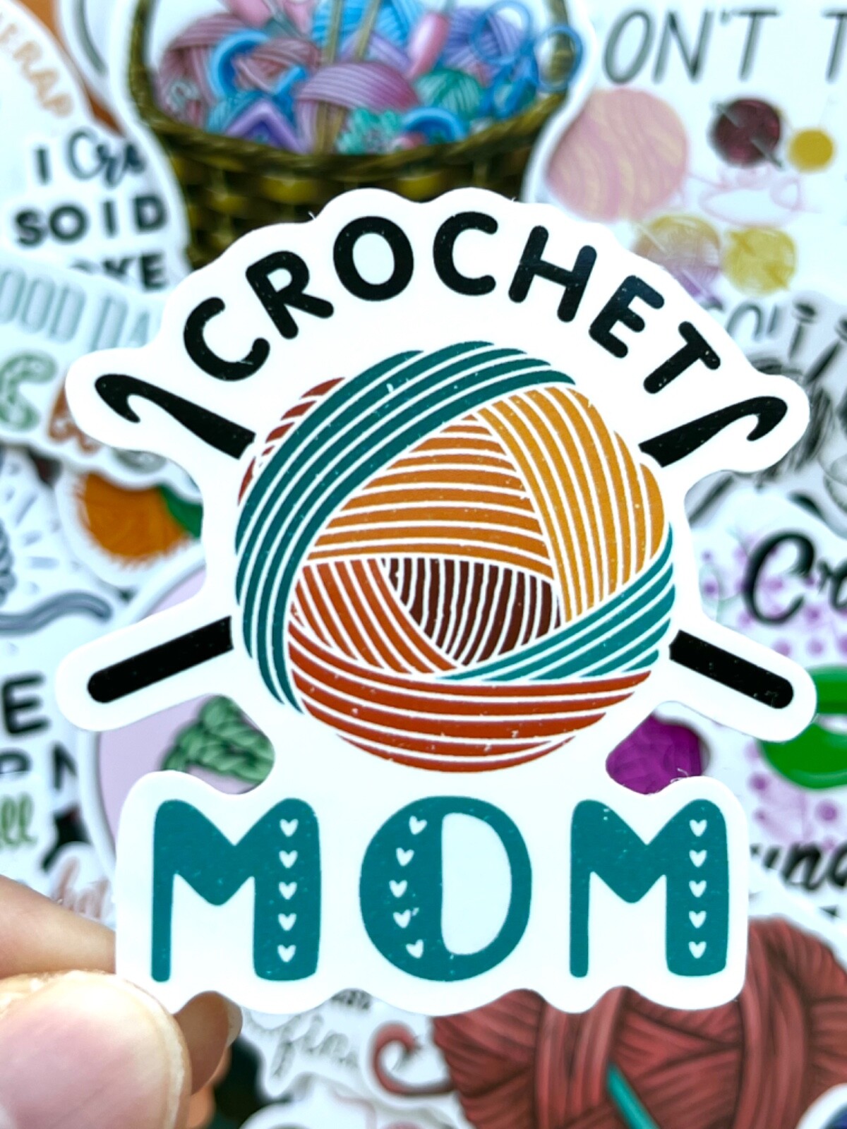 5-100 pcs Crochet Knitting Stickers, Aesthetic Stitch Pattern Car Laptop Decals