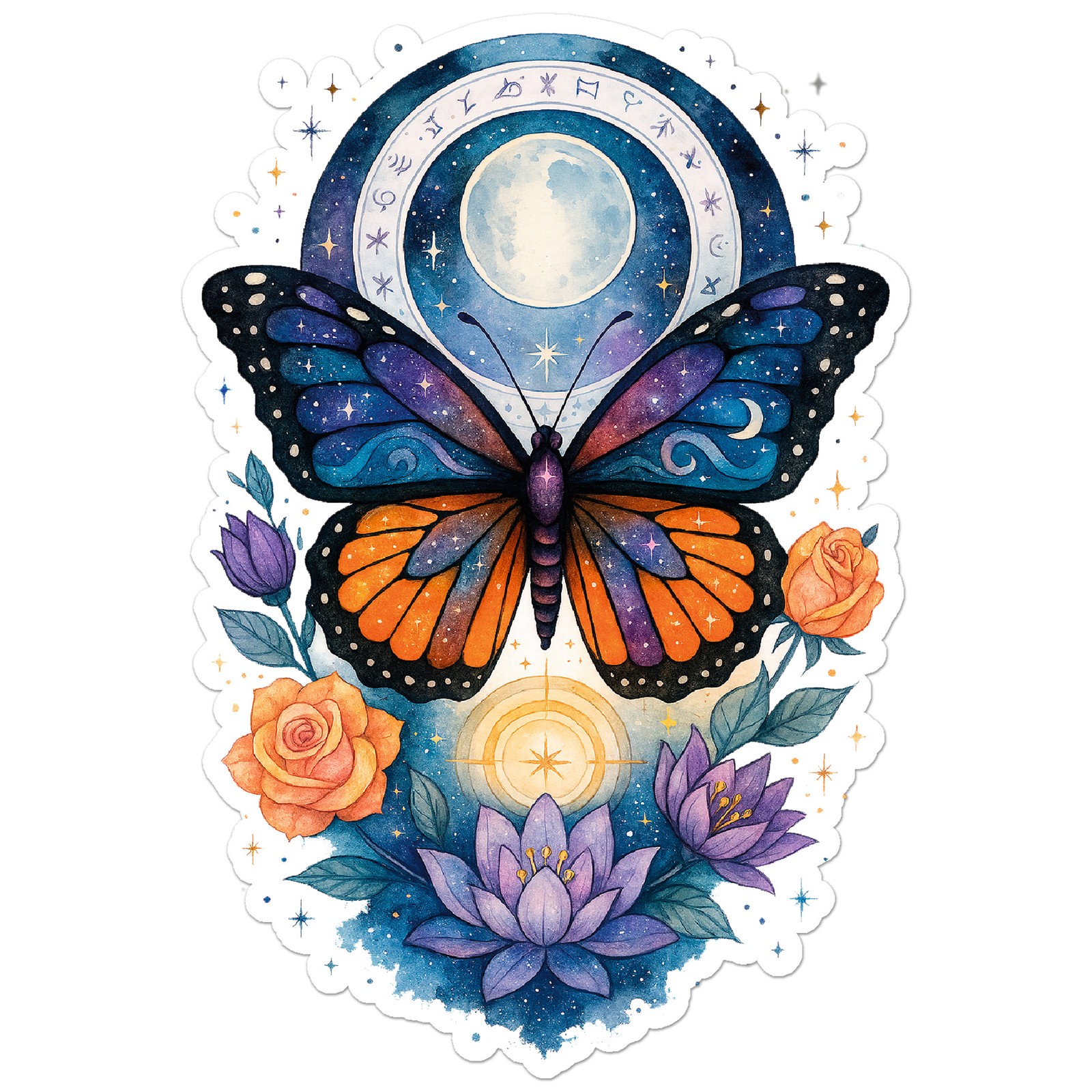 Cosmic Moon Butterfly – Vinyl Decal Sticker – Car Window – ebn20010