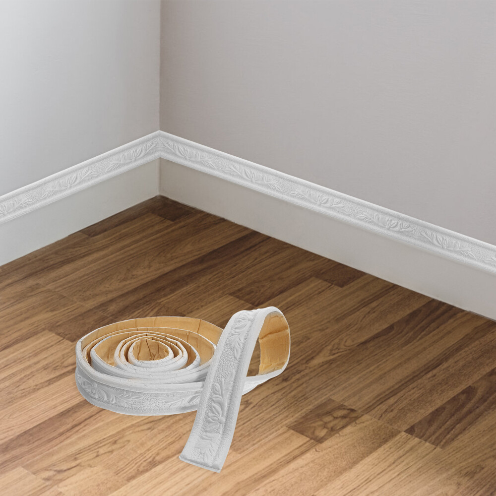 2 Roll Peel and Stick Crown Molding Ceiling Baseboard TV Wall Decoration Office