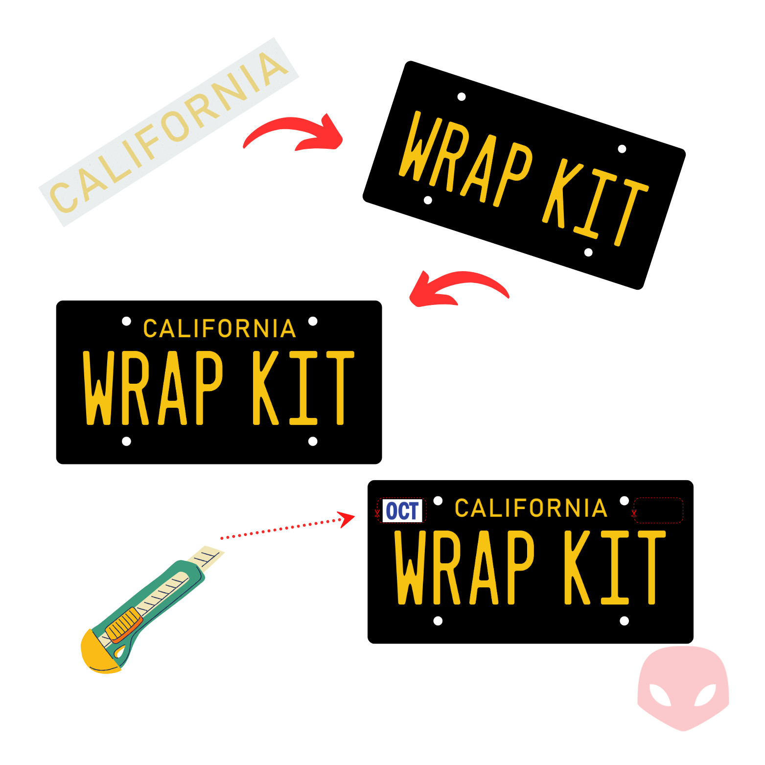White LEGACY Matte Dark Blue California Plate Wrap DIY Kit