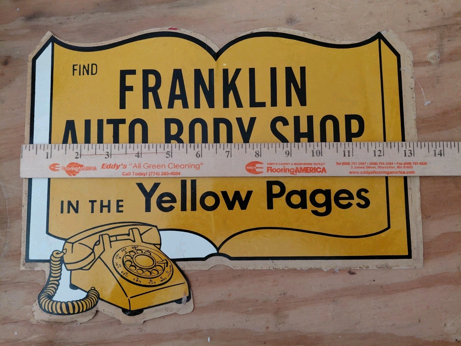 Vintage Franklin Auto Body Shop Yellow Pages Telephone Sticker Sign Water Decal?
