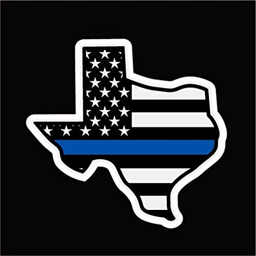 CMI Thin Blue Line Texas Shaped Flag Vinyl Decal Sticker Blue Lives Matter Law