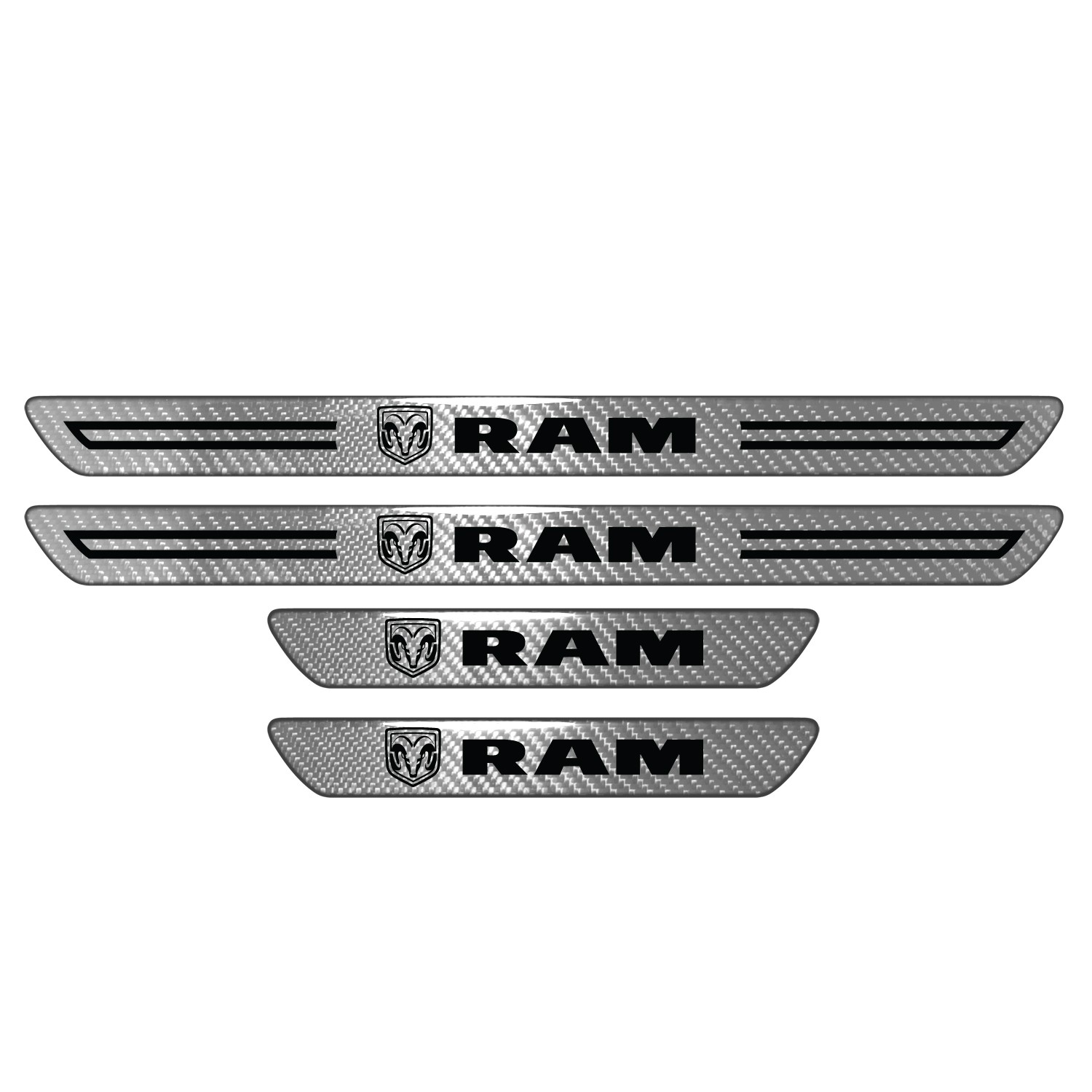 RAM Silver Carbon Fiber Universal Door Sill Protector Kick Plates