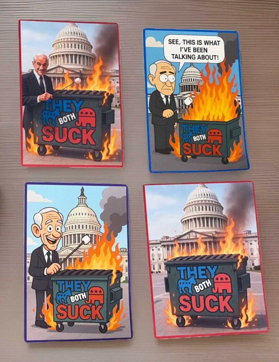 RON PAUL They Both Suck Republic Democrat Dumpster Fire Congress — 4 Pack