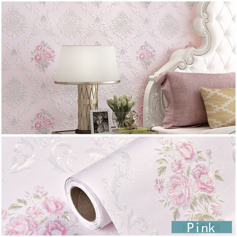 Wallpapers Embossed Textured Self-adhesive Wall Stickers Decal Floral DIY Modern