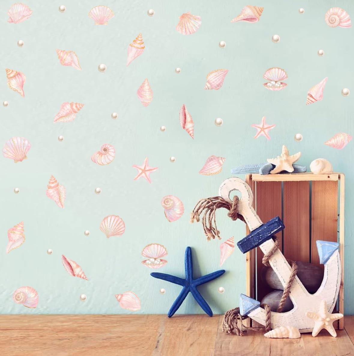 Pink Shell Wall Decal, Under The Sea Shell Vinyl Wall Stickers, Removable Oce…