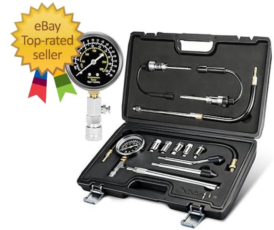Professional 300PSI Compression Tester with Spark Plug & Adapter Kit for Engines