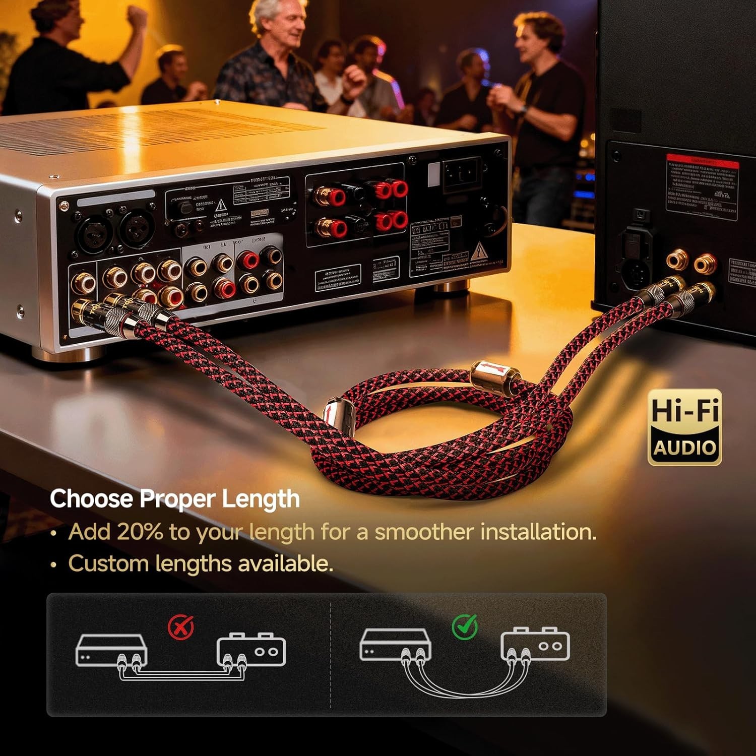 RCA Cables for Audiophile 3ft HiFi Stereo Shielded RCA to RCA Audio Cable for.