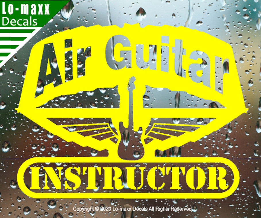 Air Guitar Instructor Rock & Roll Winged Electric Guitar Die Cut Vinyl Decal